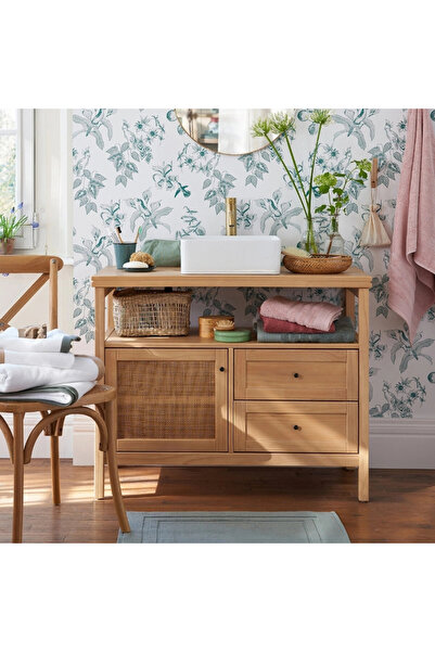 ŞafakMobilya Altea Rattan Detaylı Mini Masif Ahşap Büfe
