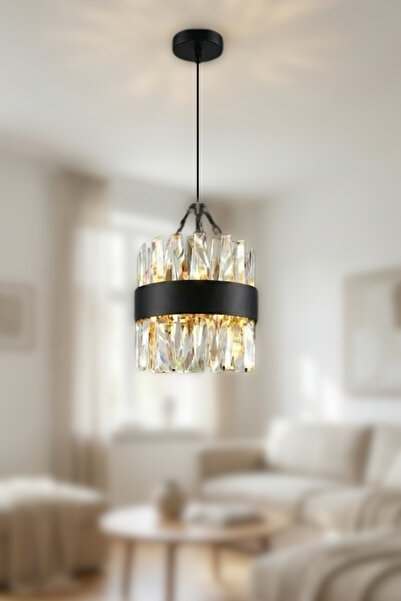 RONİSU AYDINLATMA Vexlora Tekli Taşlı Sarkıt Kristal Taşlı LED Avize