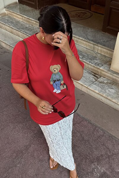 The Champ Clothing Γυναικείο μπλουζάκι oversized COZY με στάμπα αρκούδας σε κ...