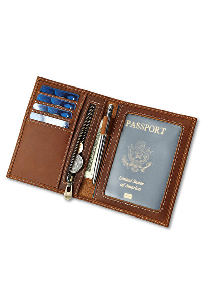 Busy Lady&Gentleman Crazy Horse genuine leather passport wallet, Class ID3, r...