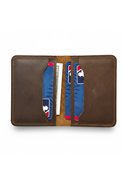 Busy Lady&Gentleman Crazy Horse genuine leather compact wallet, Class 2, retr...