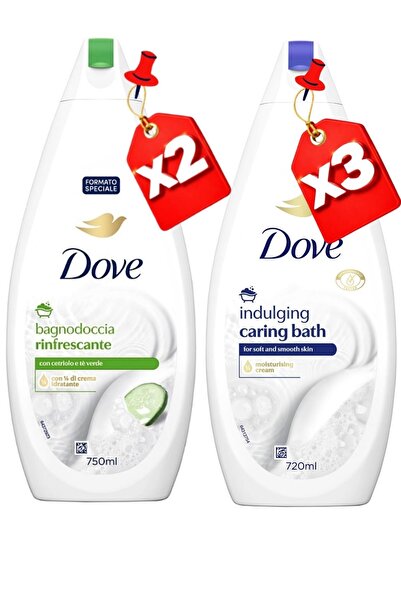 Dove GEL DE DUȘ 750ML REVIGORANT X2 + BAIE DE DUȘ RĂSFĂȚITOARE 720ML X3