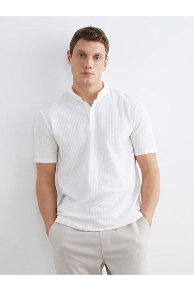 LC Waikiki Tricou cu guler mandarin și dungi