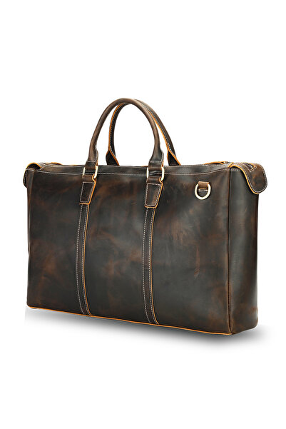 Busy Lady&Gentleman 17inch laptop bag, Crazy Horse genuine leather, retro bus...