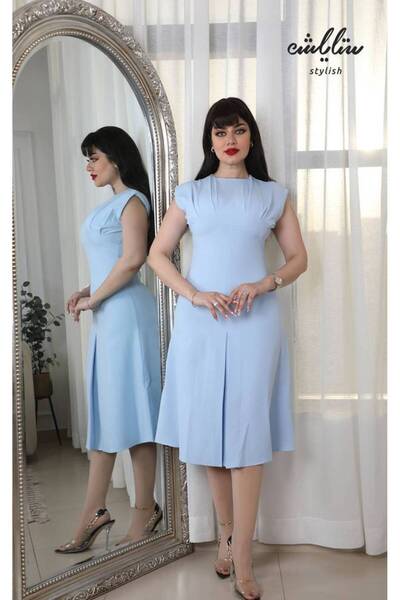Stylish Elegant midi dress in sky blue