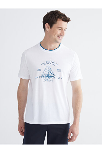 LC Waikiki تيشيرت رجالي مطبوع برقبة دائرية