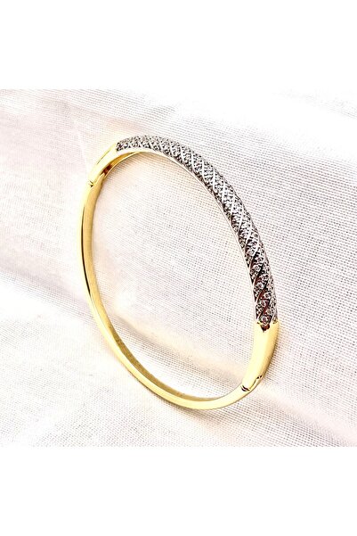 Siya Silver Special Series Zircon Stone Double Color Handcuff Bracelet - 17 cm