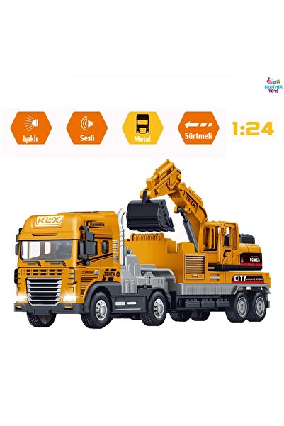 Brother Toys Oyuncak Kazıcı Kepçe Taşıyan Tır Sesli Işıklı Sürtmeli Tır Kafas...