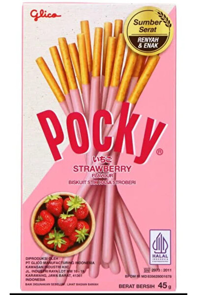 Glico Set of 3 Pocky Strawberry Glico Packs, Strawberry Cream Biscuit Sticks,...