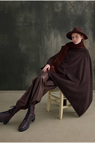 HEQA Asymmetrical Casual Coat Bitter Brown