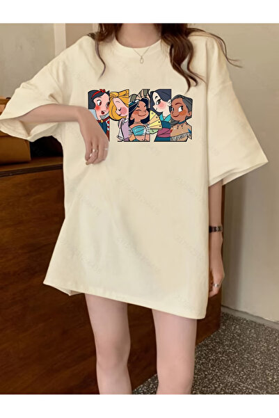 ELAN WEAR Girls Printed Oversize Women'S/Men's Unisex White Tshirt