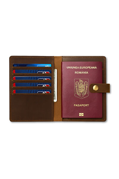 Busy Lady&Gentleman Crazy Horse genuine leather passport wallet, Class ID, re...