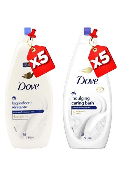 Dove GEL DE DUȘ 750ML Hidratant X5 + 720ML BAIE DE DUȘ RĂSFĂȚITOARE X5