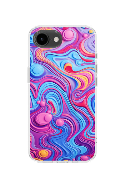 lelia غطاء هاتف شفاف مطبوع متوافق مع آيفون 16e |   مجموعة كولور ويف فلوكس