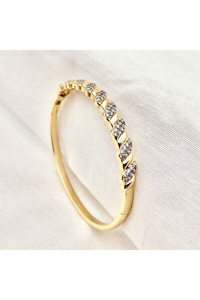 Siya Silver Special Series Zircon Stone Double Color Handcuff Bracelet - 17 cm