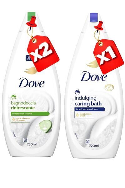 Dove GEL DE DUȘ 750ML REVIGORANT X2 + BAIE RĂSFĂȚITOARE 720ML X1