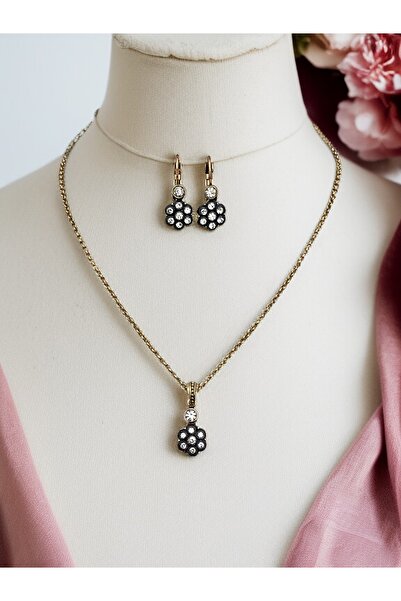 FAYRA ACCESSORIES طقم قلادة وأقراط بتصميم باباتيا مرصع بحجر الزركون