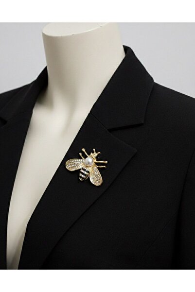 FESECRAFT Gold Arı Figürlü Broş Kadın Aksesuar Yaka Ceket Süsü