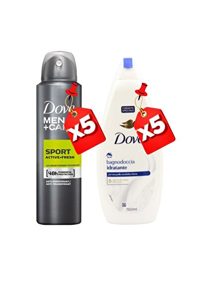 Dove 250ML MEN SPORT ACTIVE FRESH X5 + 750ML GEL HIDRATANT X5
