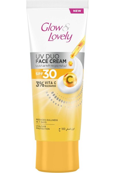 Glow & Lovely كريم الوجه UV Duo، عامل حماية من الشمس SPF 30، مع 3% فيتامين سي...