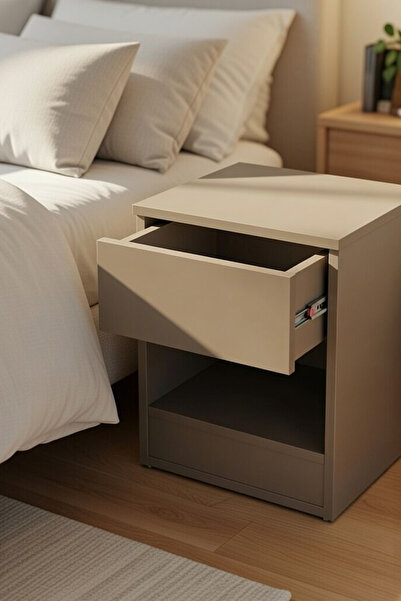Mobx NFC Kilitli Gizli Bölmeli Komodin ve Yan Sehpa Bej – Güvenli Ve Şık Depo...