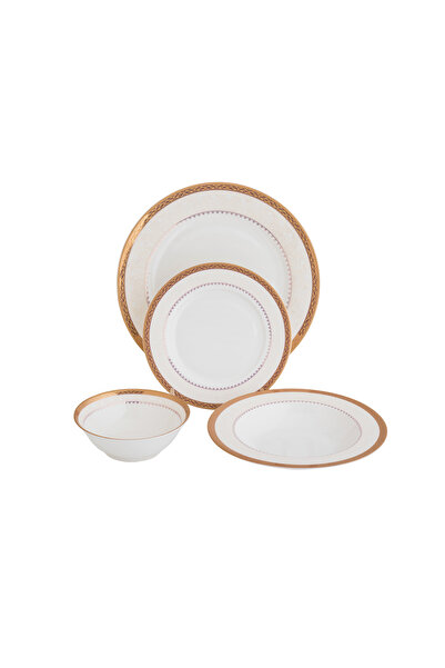 BASURRAH Luxury 24-piece porcelain dinnerware set with modern designs - serve...