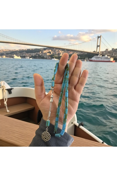 EnazStore سبحة كاتالين الزرقاء المقطوعة على شكل مكعبات