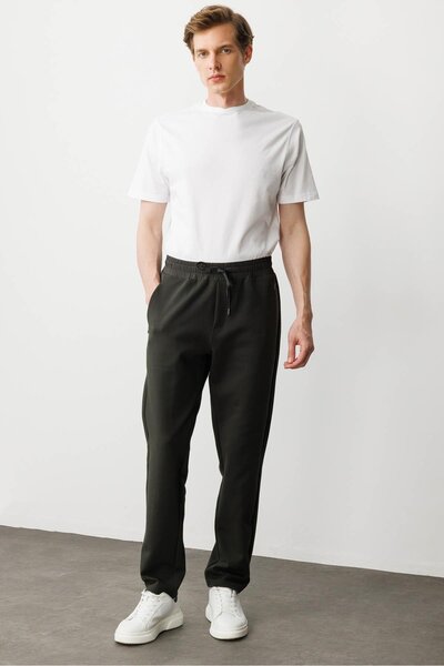 Desen Men's Pocket Side Fabric Sweatpants K.Khaki