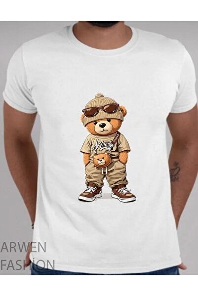 LELVANİ Unisex Front Printed Bear Tshirt