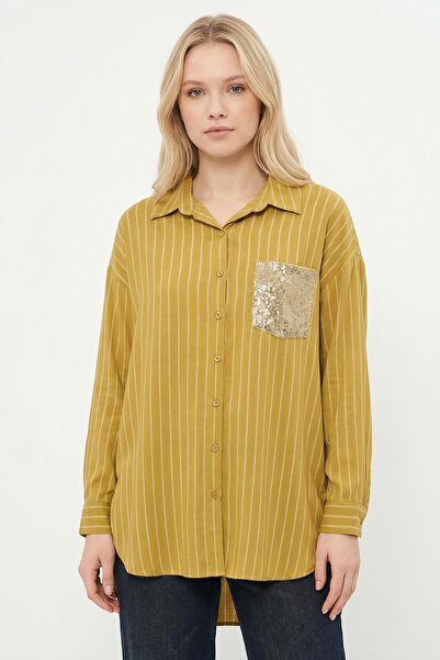 Rays 4675A Pocket Sequined Shirt Oil Green