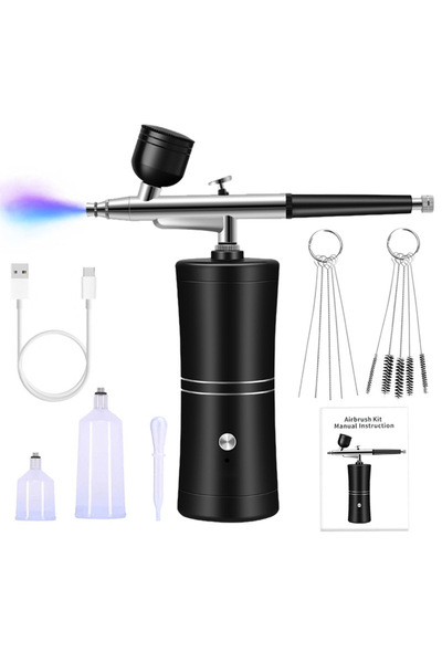 AVYRA Aerograf Portabil Profesional, Kit pentru Machiaj și Vopsire NEGRU
