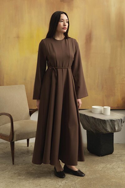 Hooopstore Eva Cut Waist Detailed Mink Dress