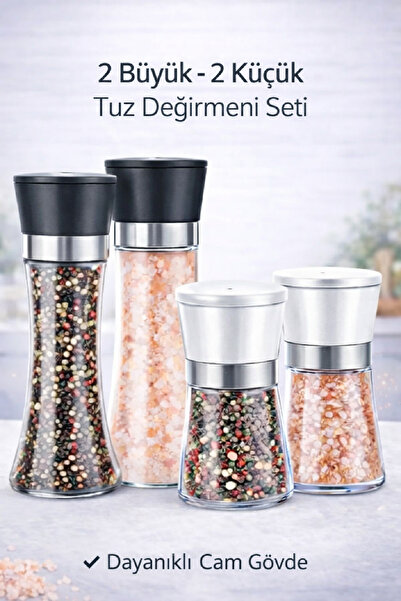 Berdina Home 4-Piece Salt and Pepper Grinder Set with Ceramic Blades, Pepper ...