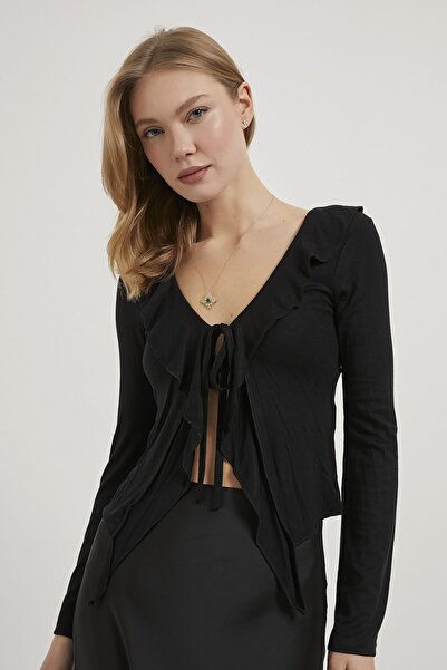 Arma Life ARMALIFE 6865 BLUZĂ DE DAMĂ CU VOLANE LA FAȚĂ, MÂNECI CU ȘNURURI, T...