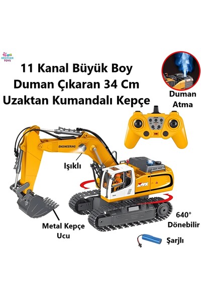 Brother Toys 11 Fonksiyon Büyük Boy 34 Cm Metal Kepçeli Uzaktan Kumandalı Kep...