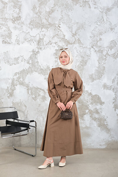 LOCCO Women's Waist Tie Dress Mink