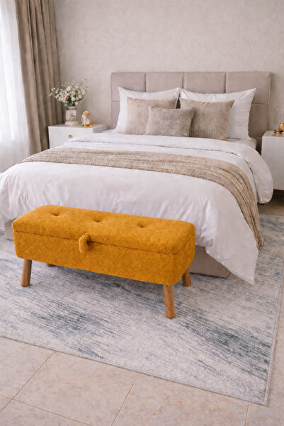 BEYLERBEYİ Yatak önü Sandıklı puf,ve giyinme odası,puf Bench,turuncu peluş ku...