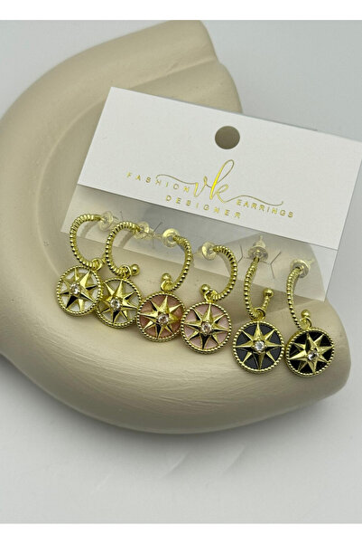 BİJU YILMAZ Vip gold color star dangle earrings - set of 6 - 26vipkp55