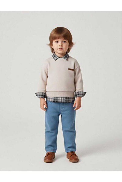 kidsense Baby Boy Shirt Sweatshirt and Denim Pants 3-Piece Set