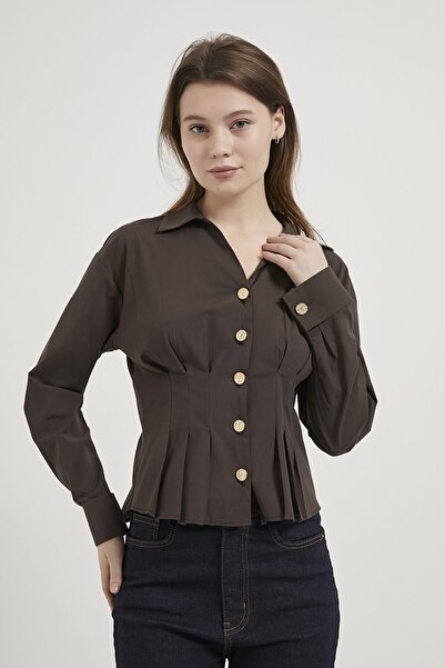 Arma Life Armalife 8277 pulled button detail women's shirt