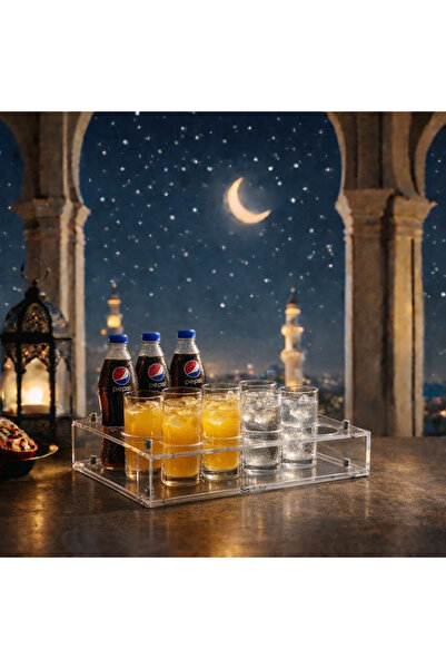 SQF Acrylic juice and water serving tray with 12 slots