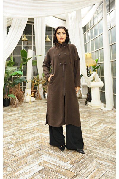 Dadali هودي بسحاب نصف كلي من فيريسي باللون البني