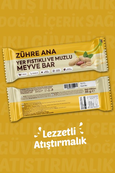Zühre Ana Peanut and Banana Fruit Bar, No Added Sugar 35 g X 12 Pieces