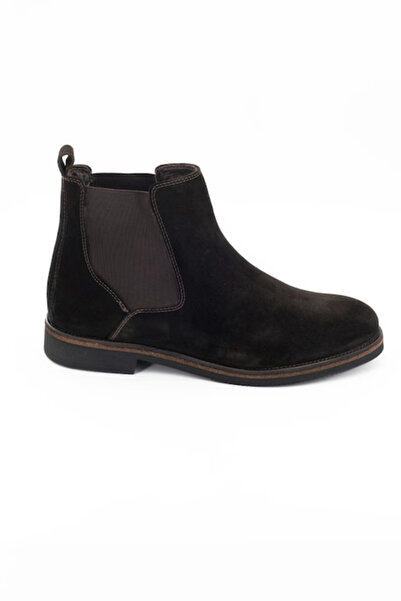 MARCOMEN Men's suede chelsea boots, brown with elastic closure, 40