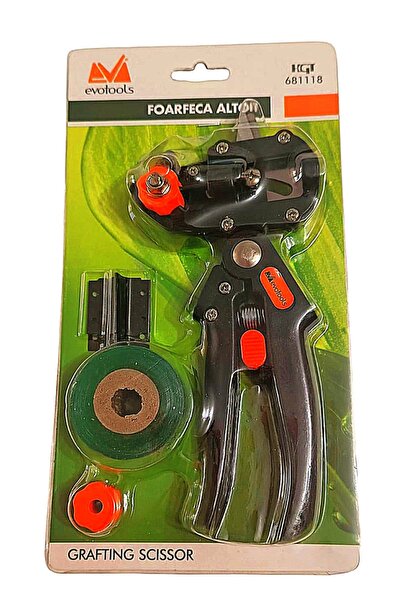 Evotools Cleste pentru altoit arbusti/flori,3 cutite reversibile,100 m banda altoit, altoire omega/V/laterala