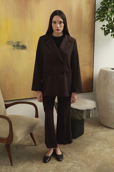 Hooopstore Double-breasted Coffee Jacket