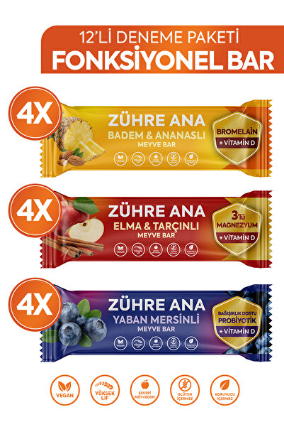 Zühre Ana Functional Fruit Bar Trial Pack 35 Gr X 12 Pieces 3 Types