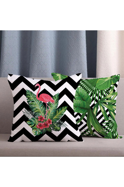Alkan Homes غطاء وسادة مطبوع رقميًا بنمط متعرج ونمط الفلامينجو