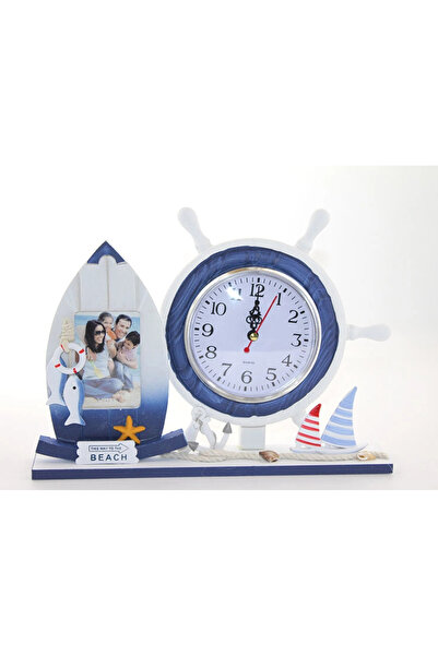 TTT Ahşap Marin Dümenli Çerçeveli Masa Saati 21x29 Cm – Deniz Temalı Dekorati...