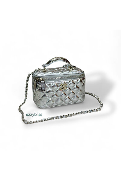 EZZY BLİSS Ezzybliss Women's Silver Box Model Stylish Design Chain Strap Bag